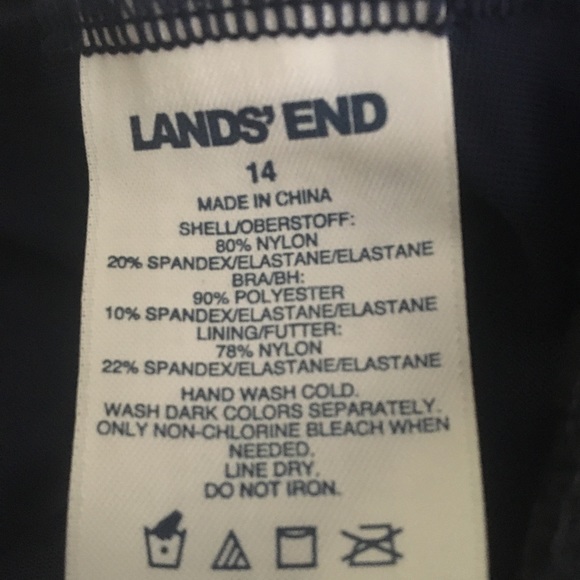 Lands End NWOT tankini navy blue/green size 14 - Picture 4 of 4